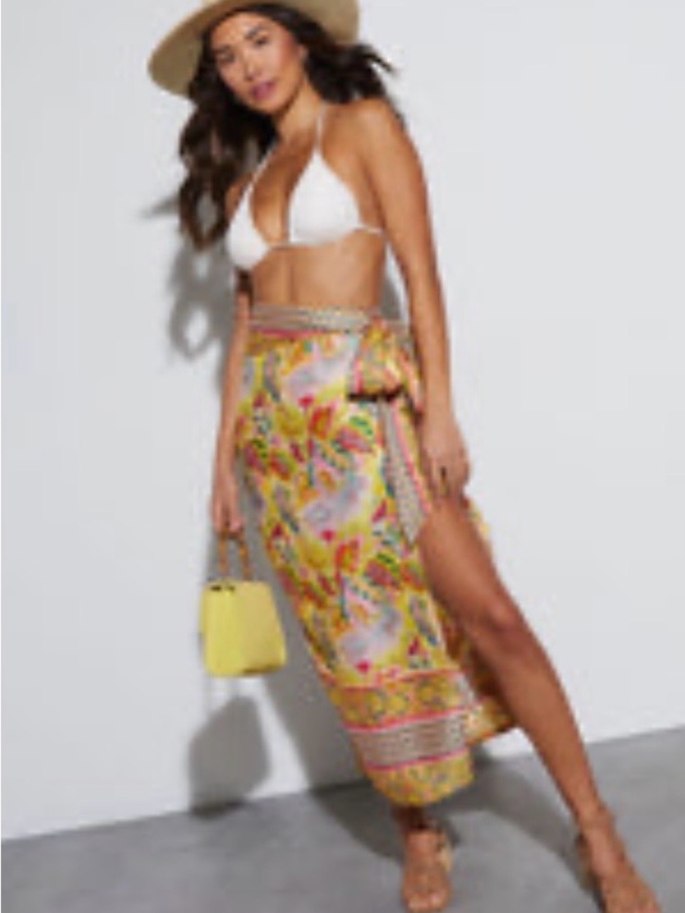 Vici Yellow Floral Print Maxi Skirt with Side Slit